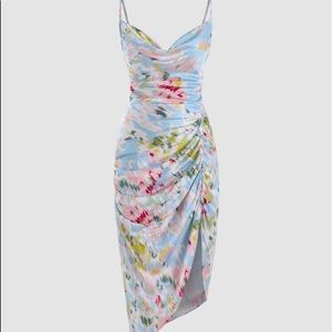 NEW Cider illusion floral rouched midi dress